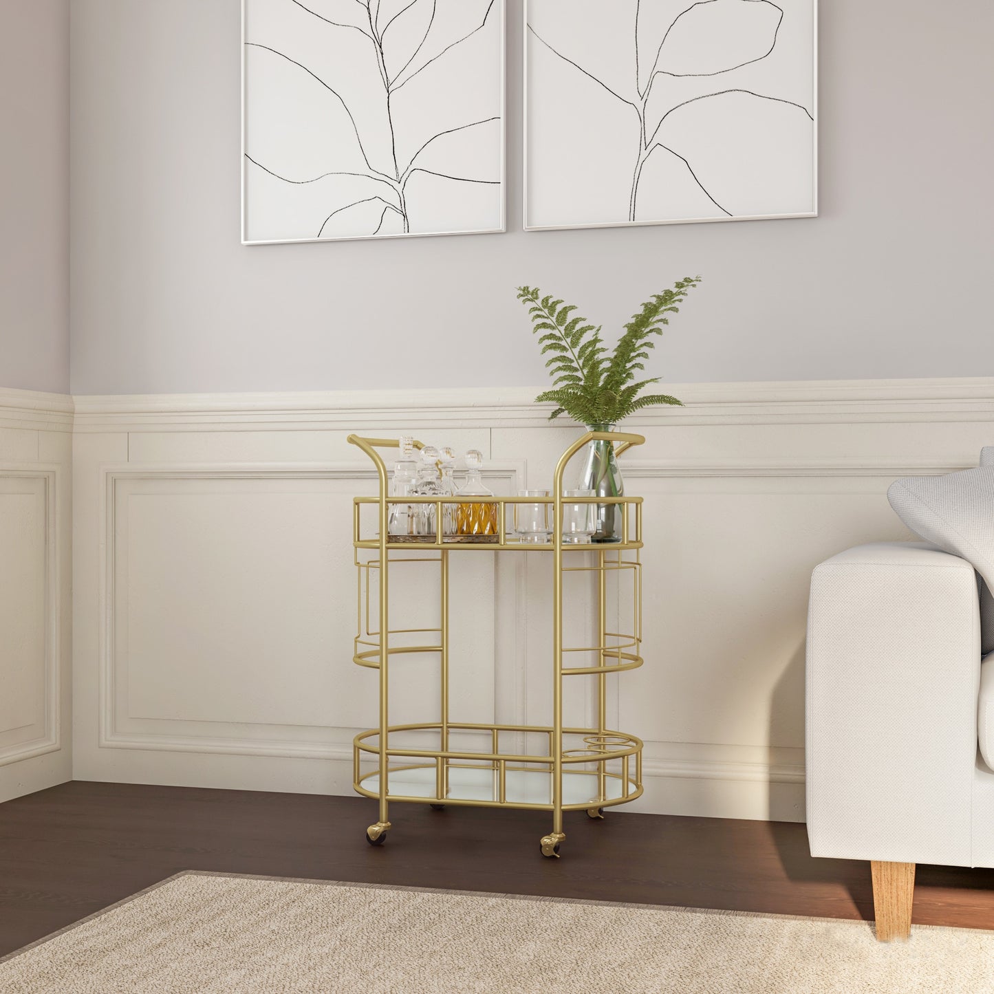 Carel Gold 2-Tier Serving Cart