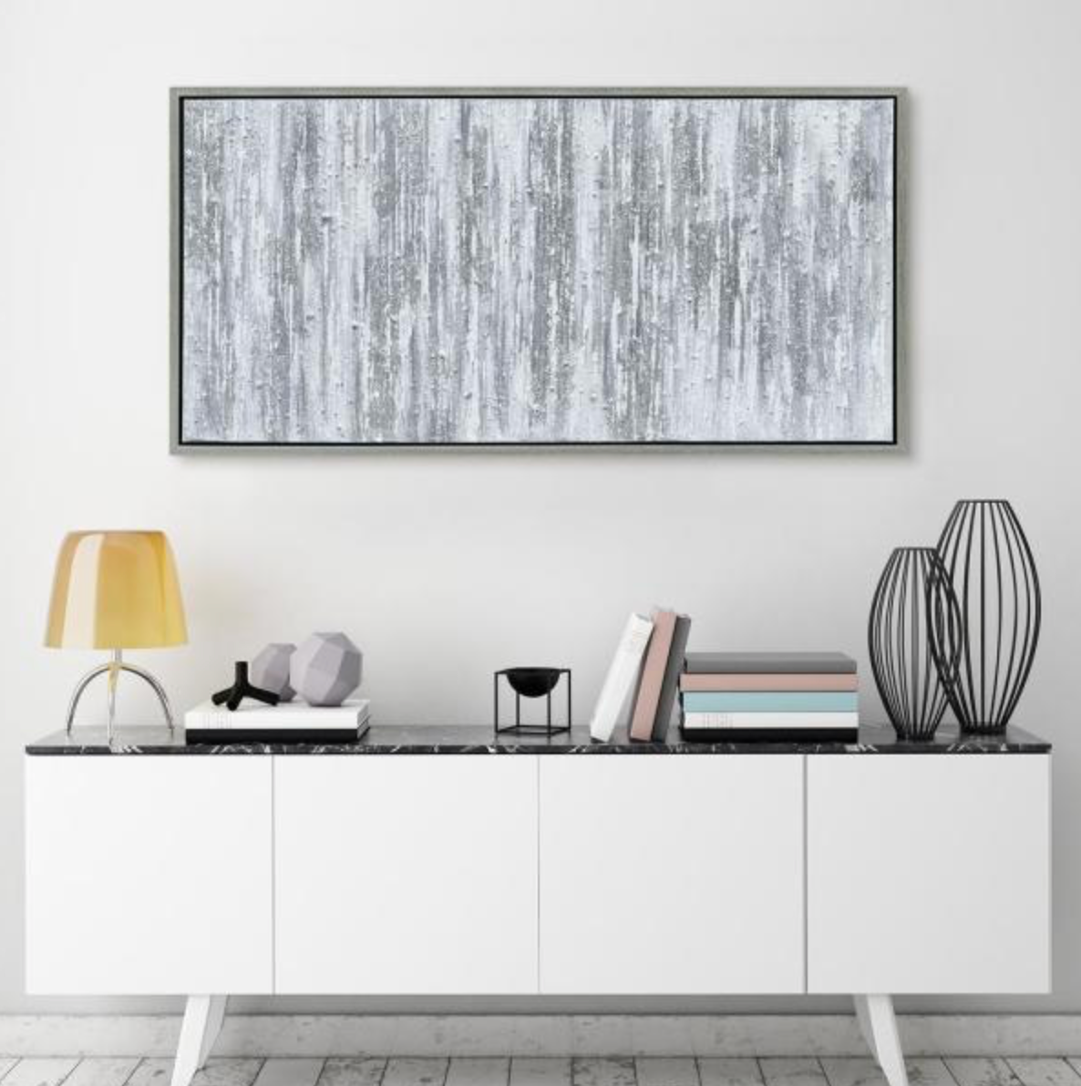 Alex Silver Textured Metallic Hand Painted Abstract Wall Art