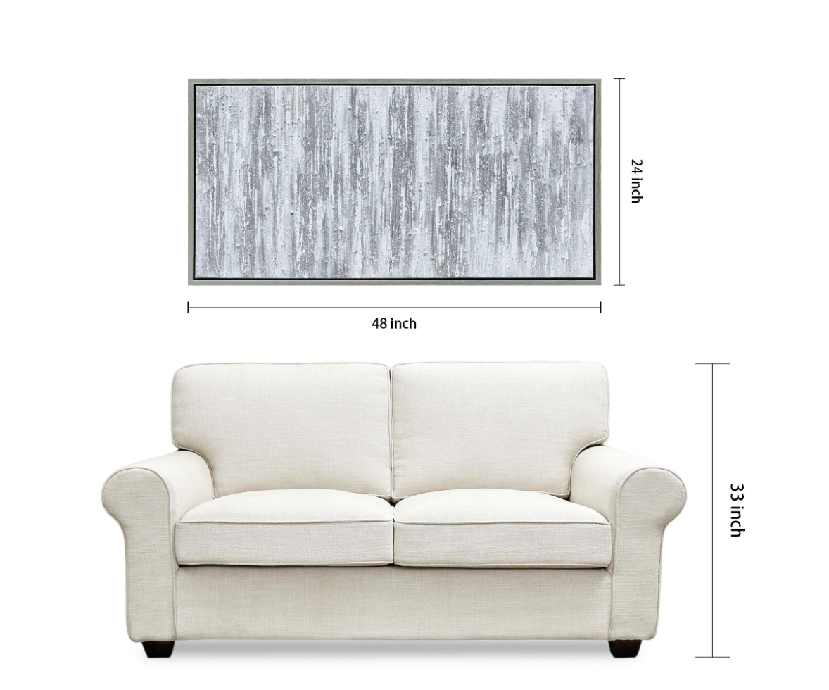 Alex Silver Textured Metallic Hand Painted Abstract Wall Art