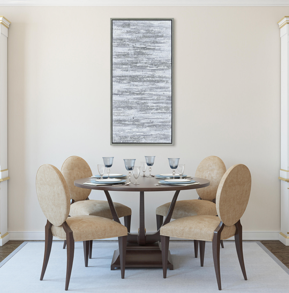 Alex Silver Textured Metallic Hand Painted Abstract Wall Art