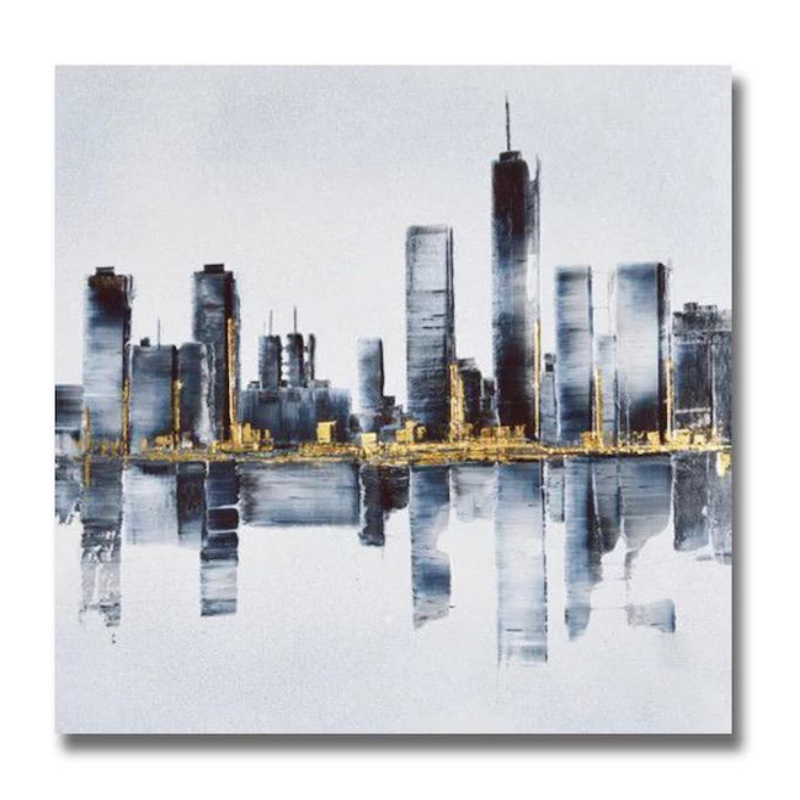 black and gold new york wall print