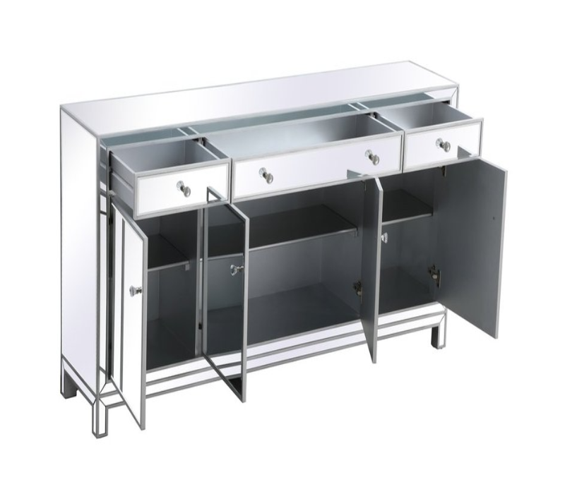 Claire Mirrored Credenza in Antique Silver