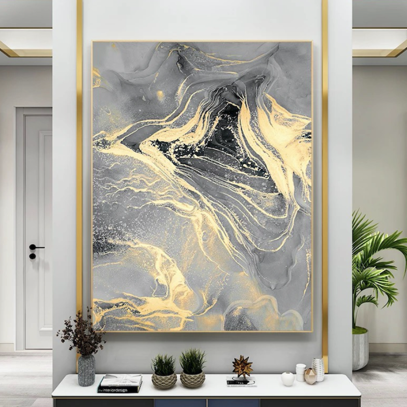 Golden Nordic Abstract Wall Art