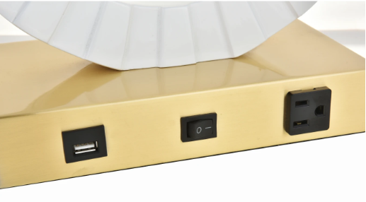 Brio Collection Brushed Brass and Frosted White Finish Table Lamp