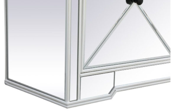 Riley Modern Mirrored TV Stand with Crystal Fireplace in Antique White