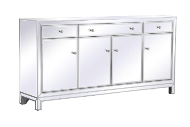Claire Mirrored Credenza in Antique Silver