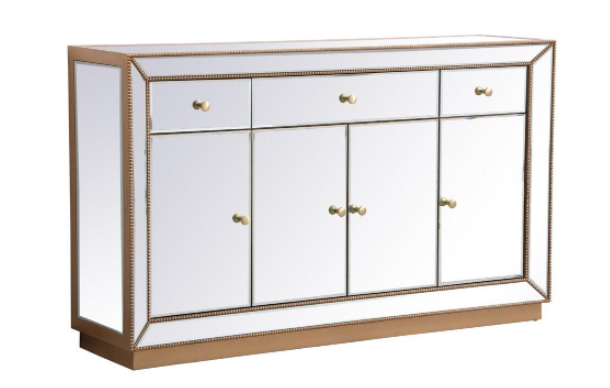 Leah Mirrored Credenza in Antique Gold