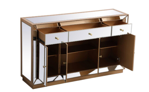 Leah Mirrored Credenza in Antique Gold