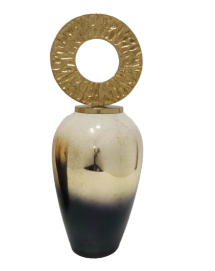 Champagne Metal Vase with Halo