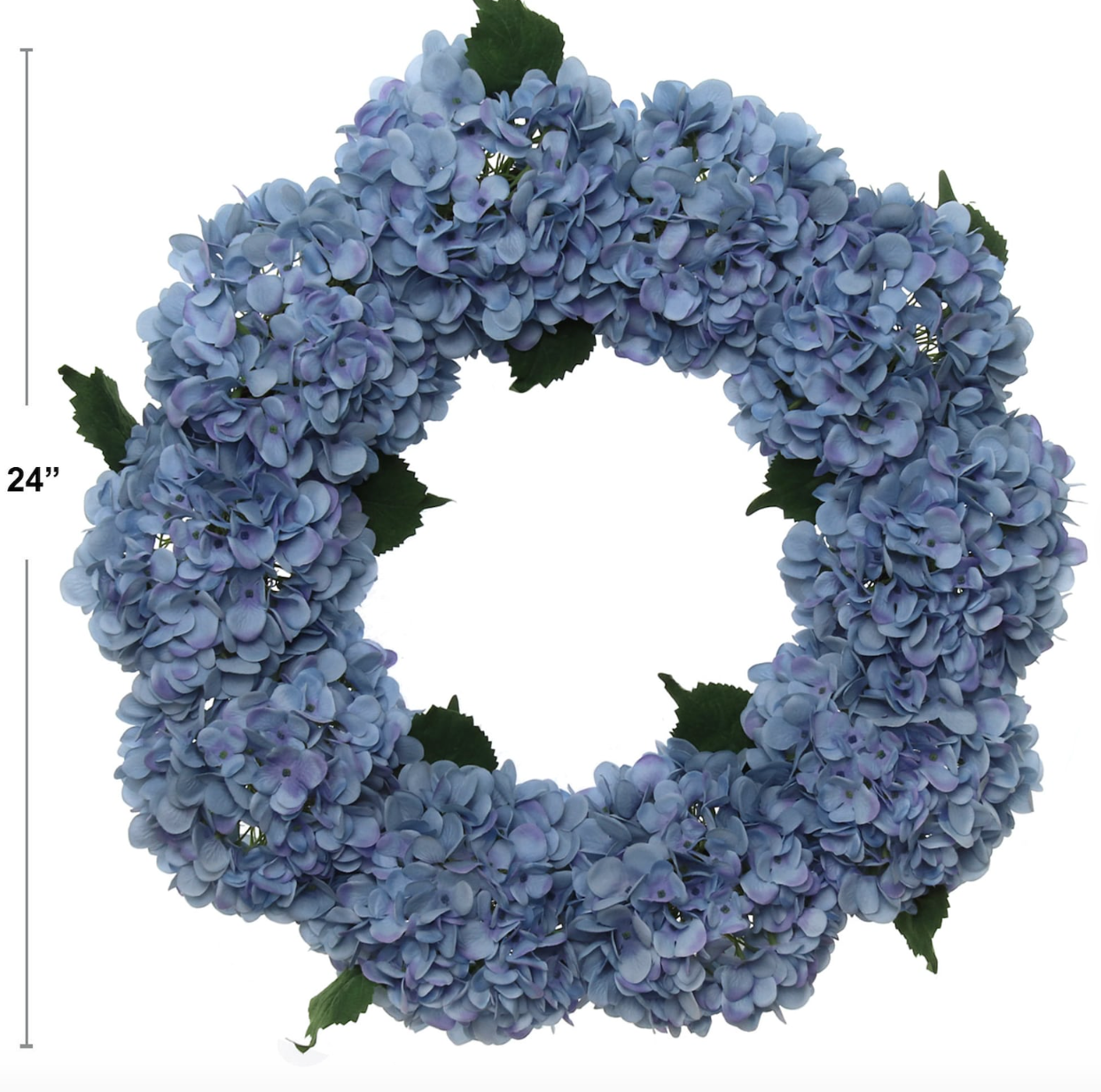 Large Luxury Blue Silk Hydrangea Wreath, 24in All Season UV Resistant