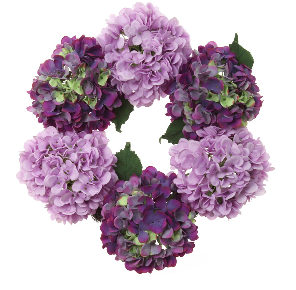 Medium Luxury Purple Floral Hydrangea Wreath, 18in