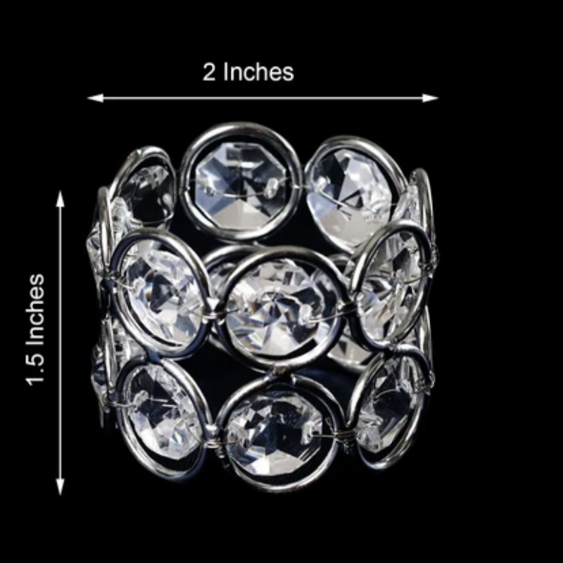 Totally Glam Glass Crystal Gem Napkin Ring, Set of 4