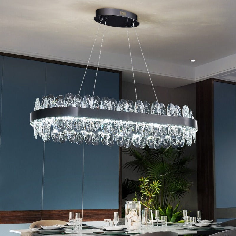 Kara Oval Black Crystal Chandelier