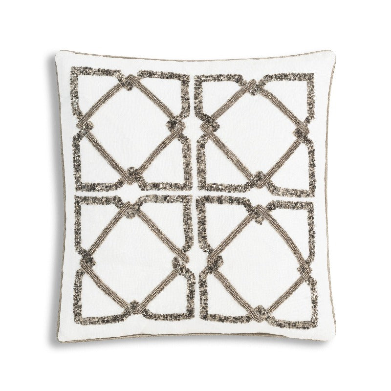 Ory White Beaded Pillow