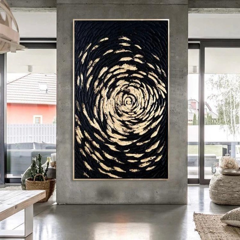 black and gold abstract wall art