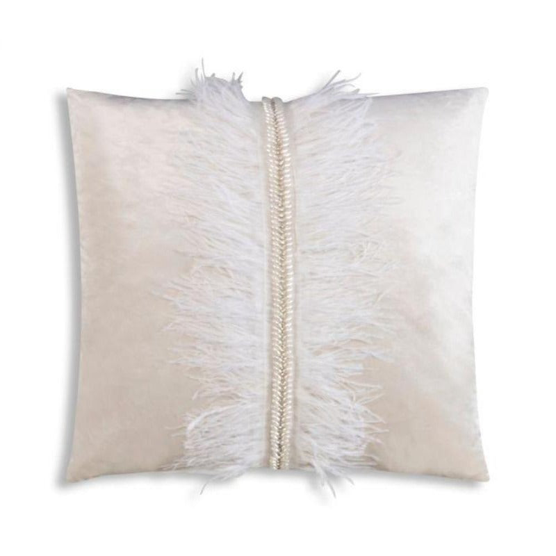 Ava Ivory Velvet Feather Pillow 22''