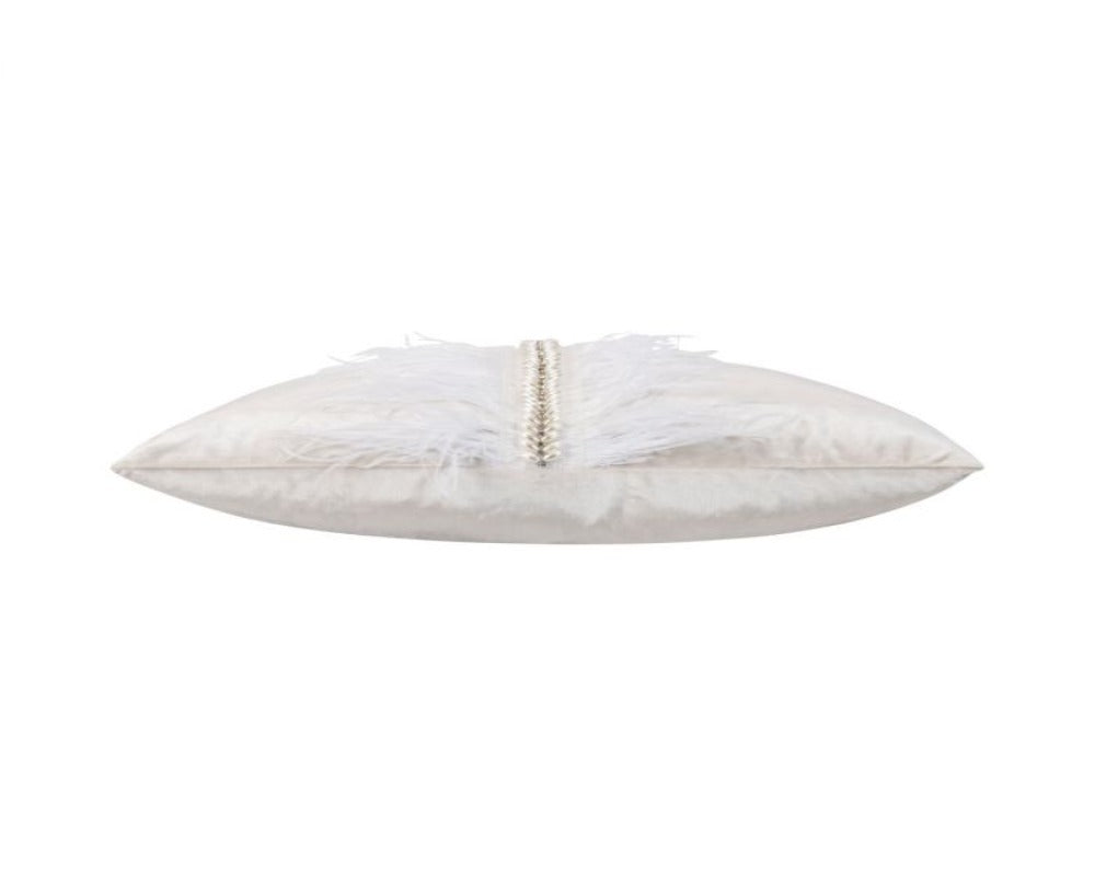 Ava Ivory Velvet Feather Pillow 22''