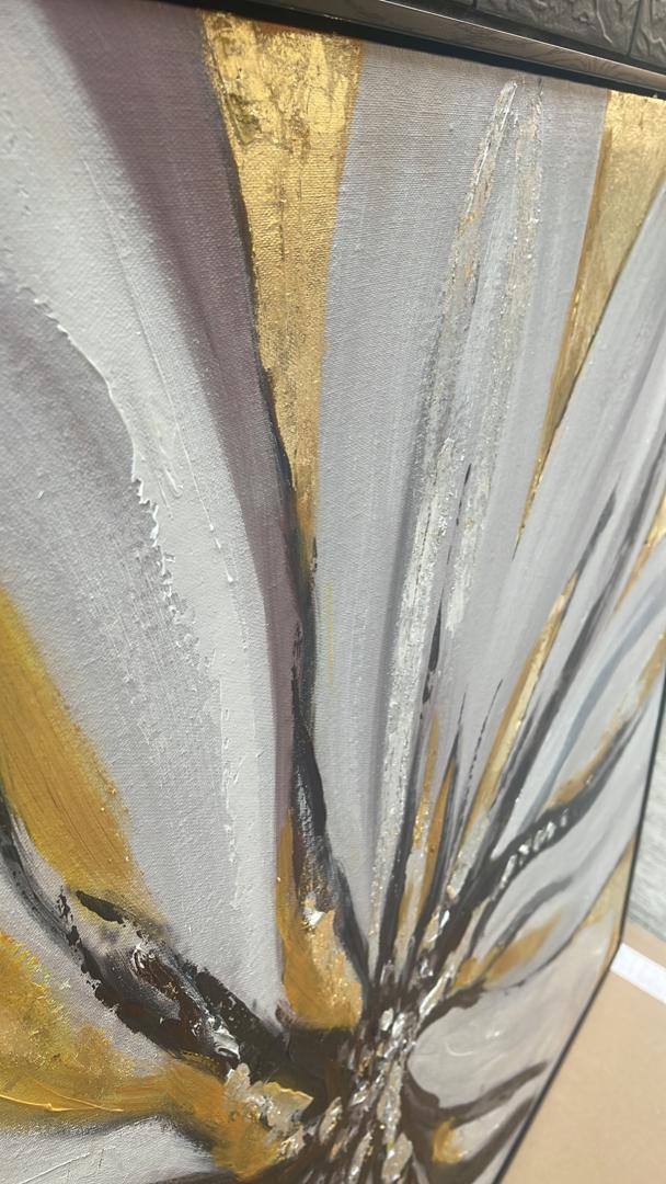 Golden Flower Hand Painted Foil Wall Art
