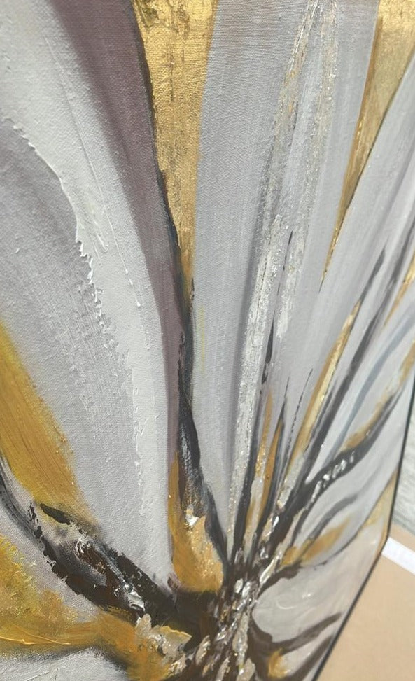 Golden Flower Hand Painted Foil Wall Art