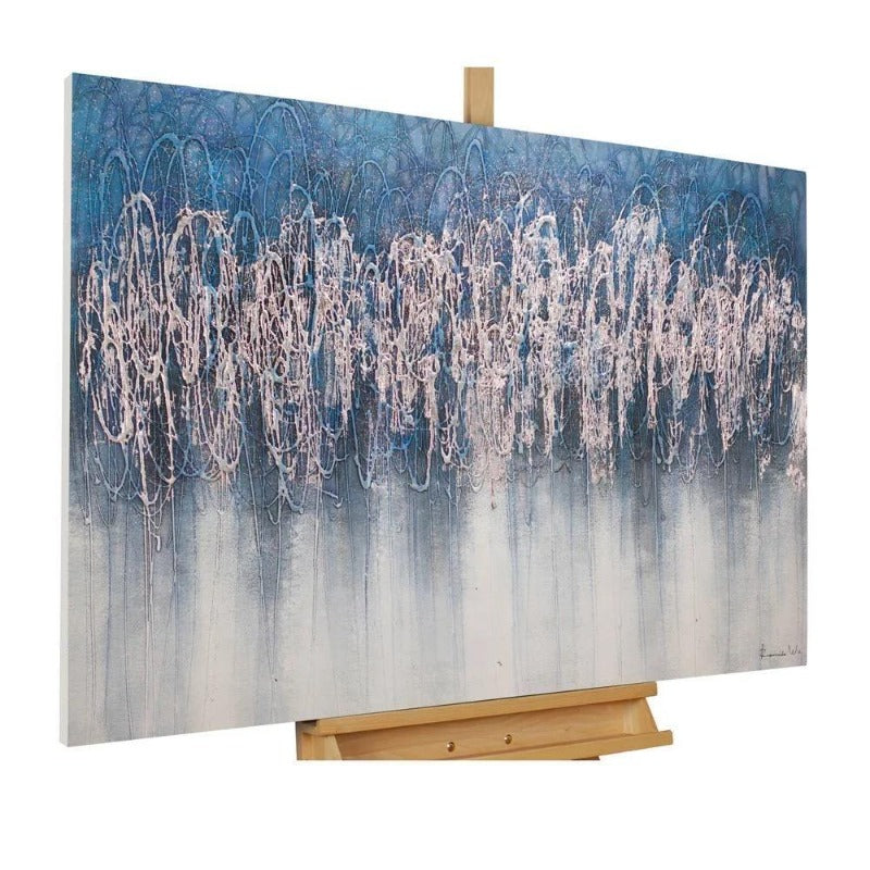 blue and grey abstract wall art