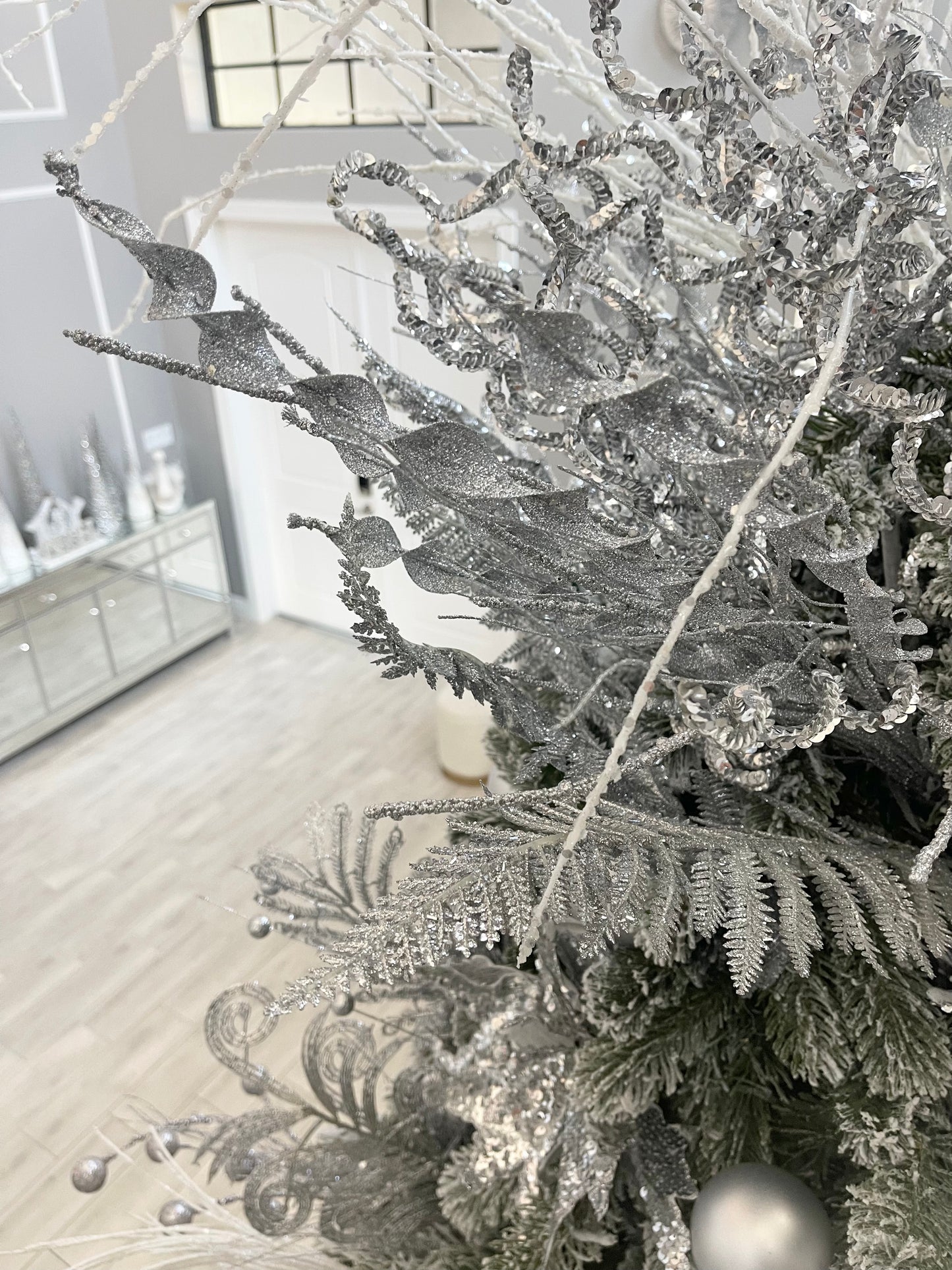 Silver Twisted Glitter Stems, Set of 10