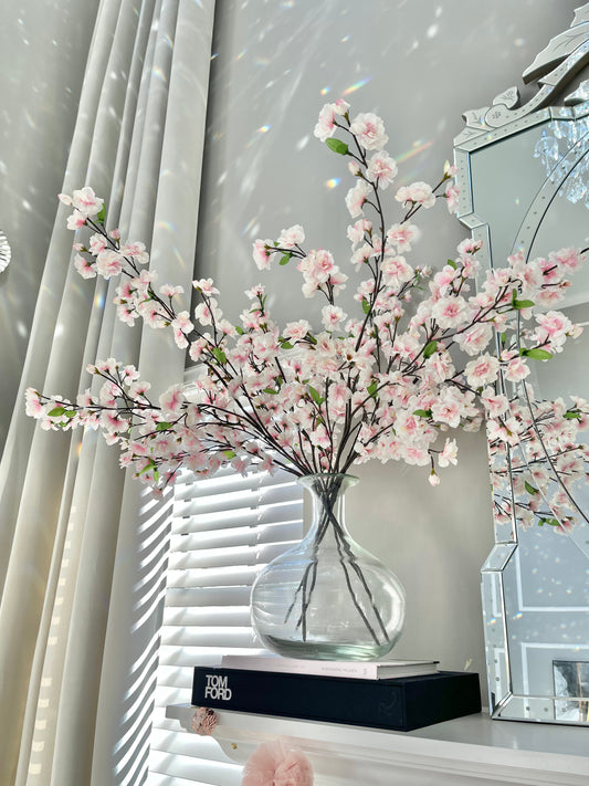 Camilla Faux 36" Light Pink White Cherry Blossom Branch Set of 3