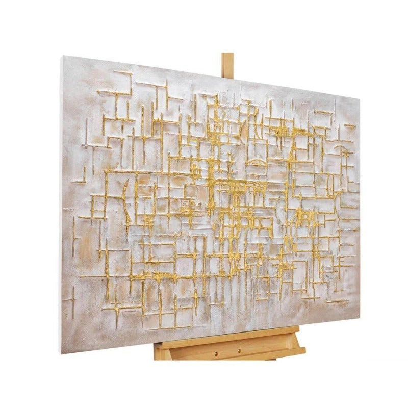 gold and white abstract wall art