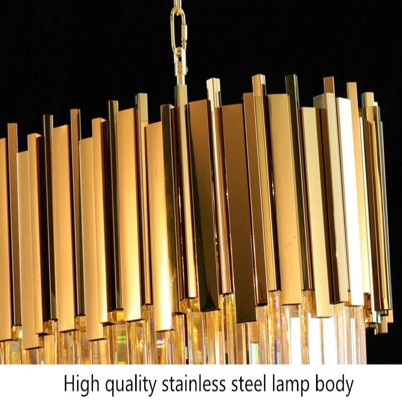 Dante Modern Rectangular Gold Crystal Chandelier