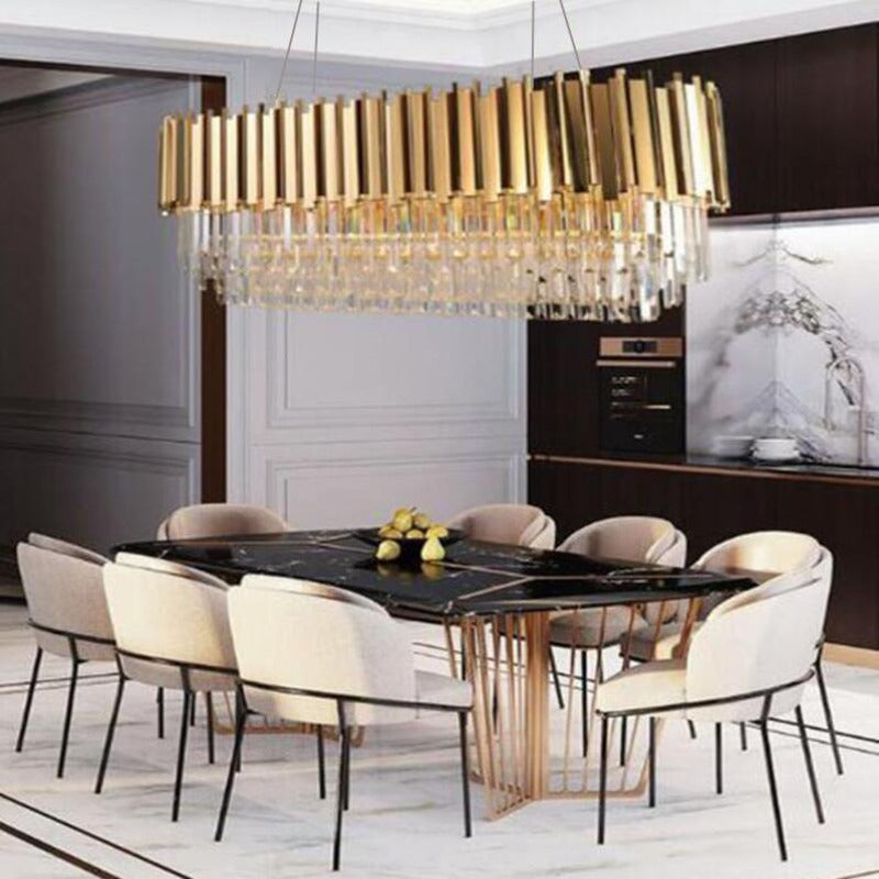 Dante Modern Rectangular Gold Crystal Chandelier