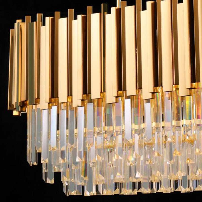 Dante Modern Rectangular Gold Crystal Chandelier