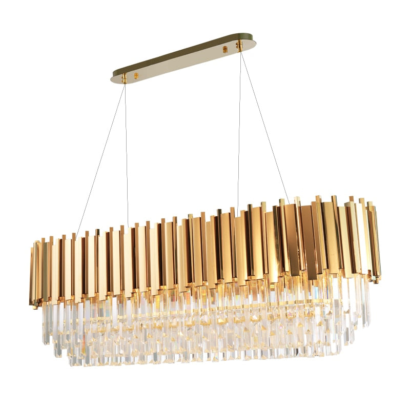 Dante Modern Rectangular Gold Crystal Chandelier