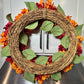 Capri Fall Autumn Hydrangea Wreath Orange Burgundy Red Artificial Flowers 23'' Halloween Seasonal Decor