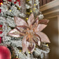 Elegant Rose Gold  Poinsettia with Crystals and Glitter 12'' Set of 2