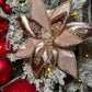 Elegant Rose Gold  Poinsettia with Crystals and Glitter 12'' Set of 2
