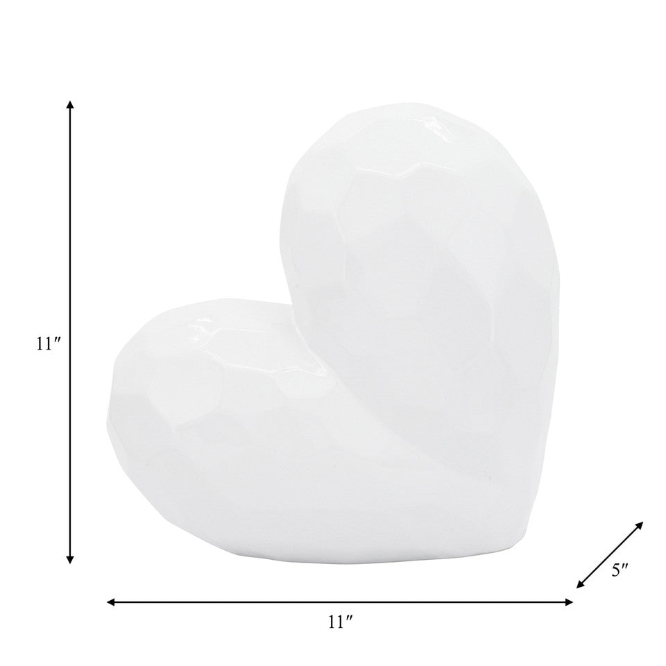 White Ceramic Heart, 11"