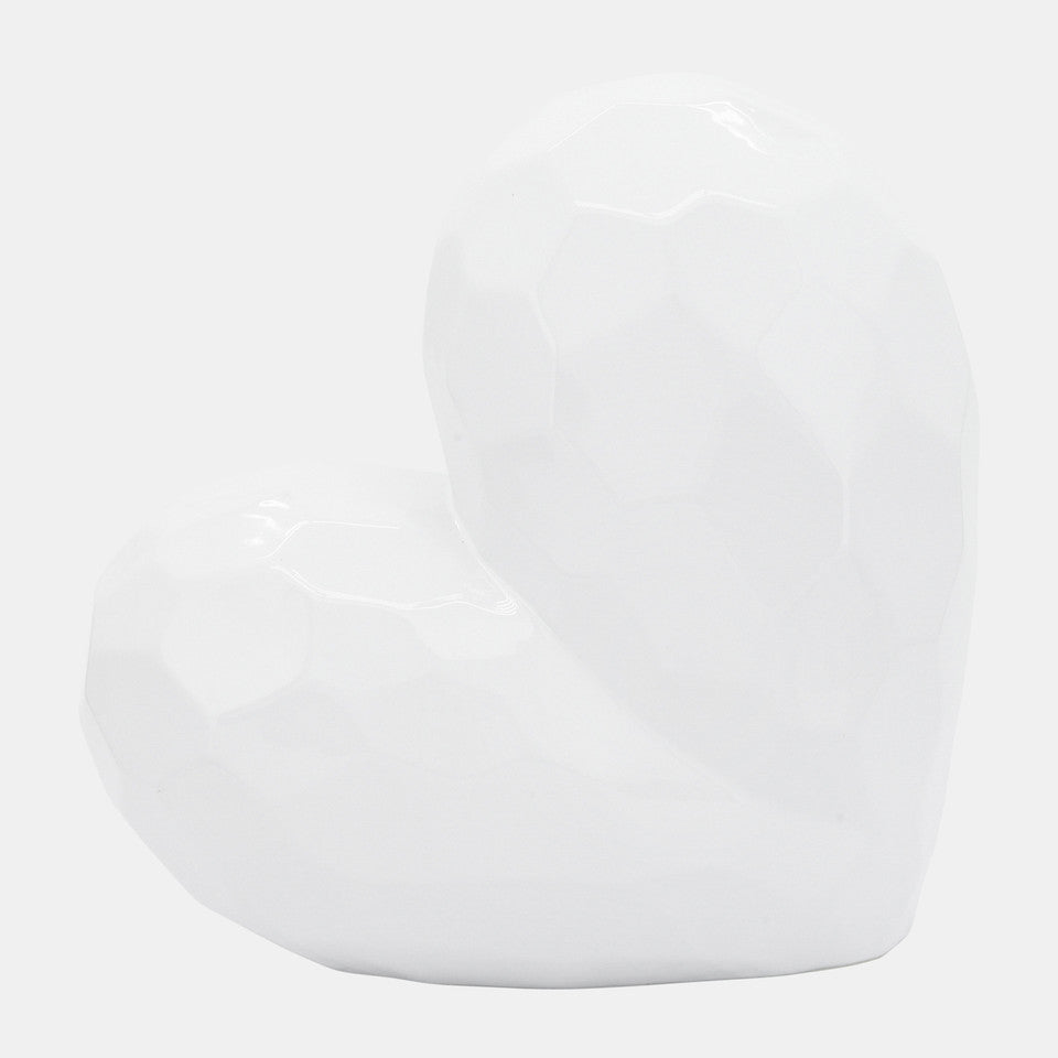 White Ceramic Heart, 11"