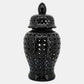 24" Cut-out Clover Temple Jar, Black
