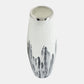 Glass, 24"h Vase W/ Metal Ring, White