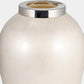 Glass, 17"h Vase W/ Metal Ring, Pearl