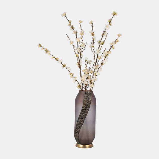 Glass, 15" Metallic Detail Vase, Blush