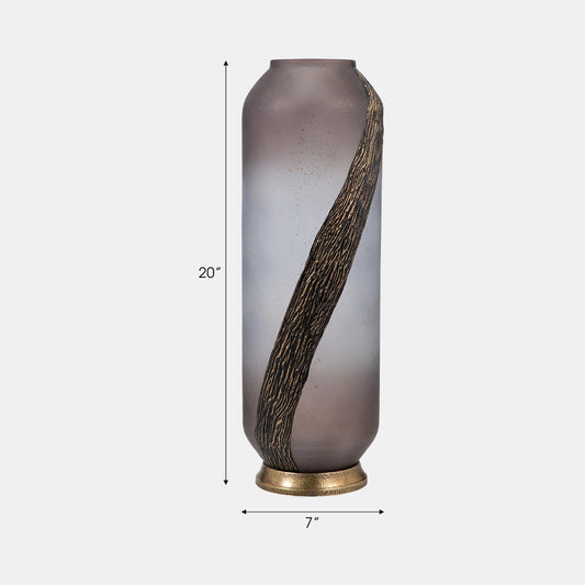 Glass, 20" Metallic Detail Vase, Blush