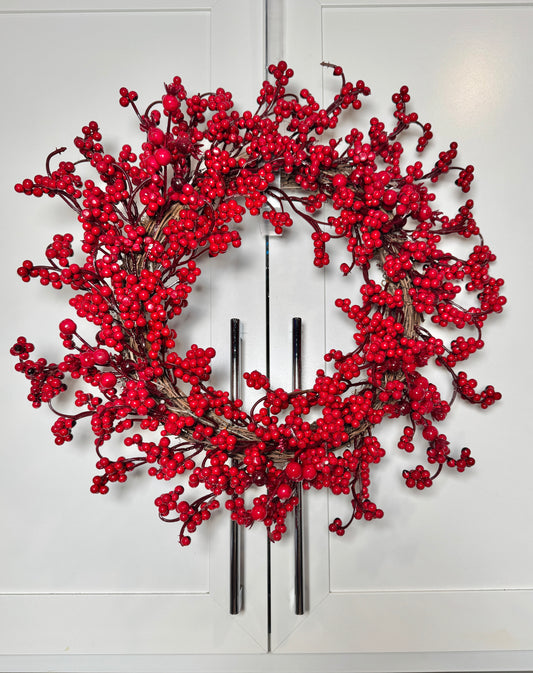 Christmas front door berry wreath

Artificial holiday wreath with berries

Rustic farmhouse Christmas wreath

Traditional red berry Christmas decor

Holiday grapevine berry wreath

Red berry winter front door wreath

Artificial berry holiday door decor

Christmas faux berry mantel wreath

Artificial red berry holiday decoration

Rustic Christmas door wreath