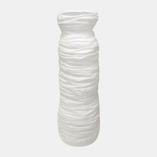 16" Horizontal Ribbed Matte Vase, Ivory