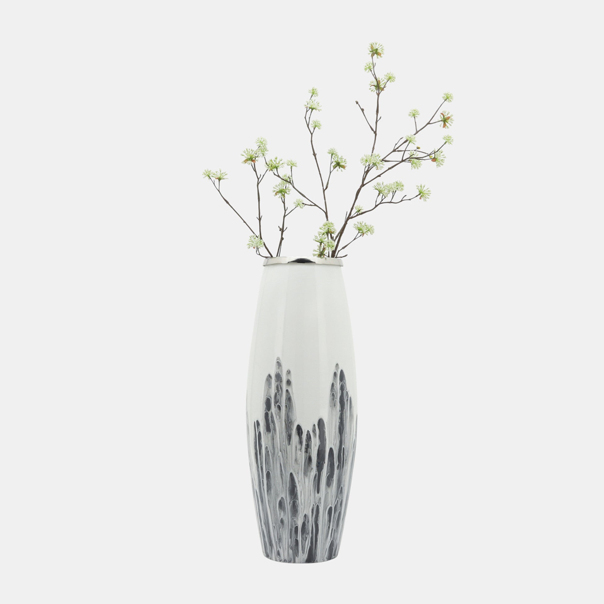 White glass vase with metal ring

24 inch glass vase white

Tall glass vase with metal accent

Decorative white vase with metal ring

Modern glass floor vase

Glass and metal accent vase

White decorative glass vase

Tall white vase for floor decor

Glass vase 24 inches high

Elegant white glass vase