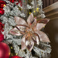 Elegant Rose Gold  Poinsettia with Crystals and Glitter 12'' Set of 2