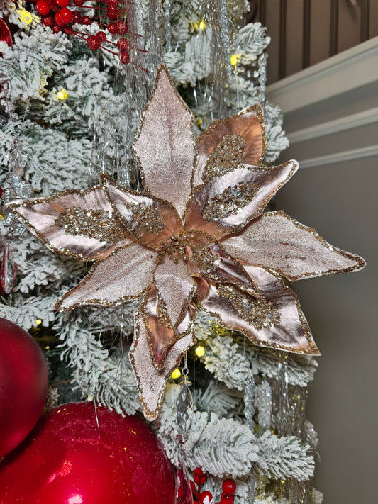 Rose Gold Poinsettia with Glitter