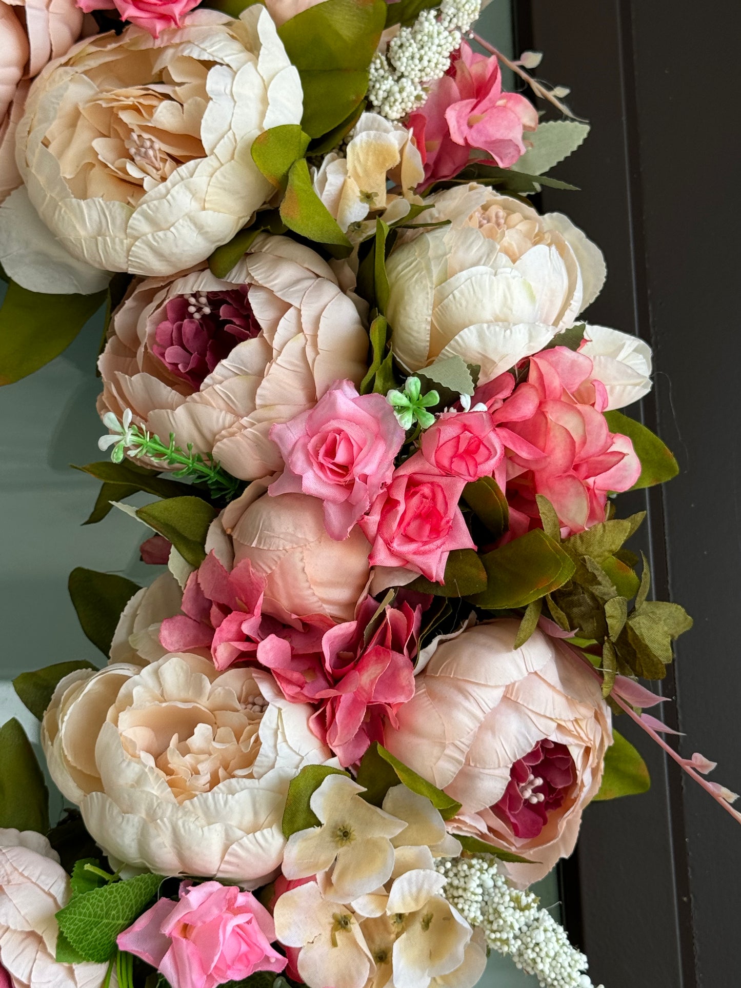 Zoey Blush Pink Faux Peony Flower Wreath  23" All Season Indoor Outdoor