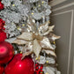 Christmas Flower Metallic Champagne Frosted Beads Poinsettia Stem Spray 12'' Set of 3