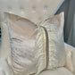 Ava Beige Velvet Pillow with Ostrich Feathers and Rhinestones 22"