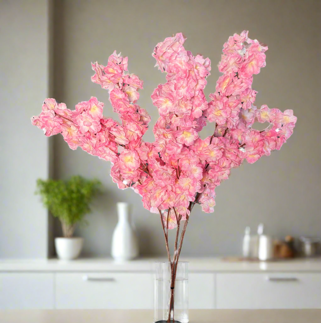 Mila Pink Silk Cherry Blossom Set of 3 Branches  36'' Wedding, Party, Event, Japan's National Flower